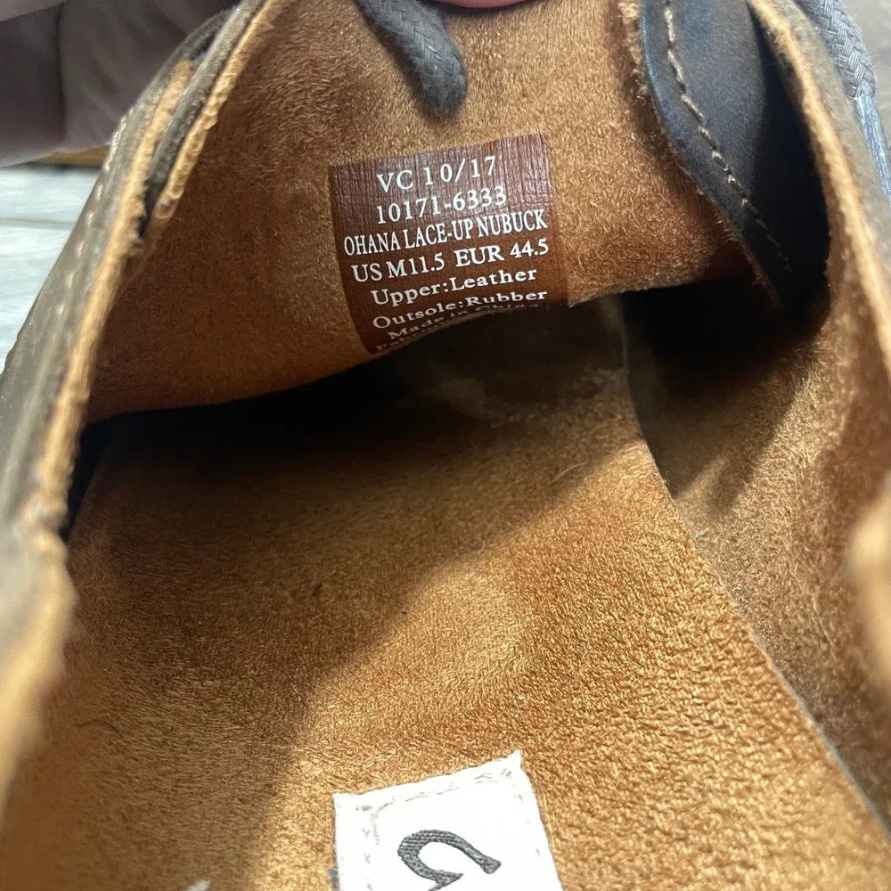OluKai Shoes Mens 11.5 Ohana Lace Up Nubuck Brown Leather Comfort Oxfords Moc
